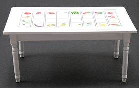 Kitchen Table, White with Fruit Decal (5 -1/4" x 3-1/8" x 2-1/2")
