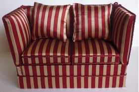 Sofa Red/Cream Striped Fabric Tieback (125 x 60 x 85H)
