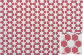 Tile: Hexagons, 11 X 15 1/2, Red/White