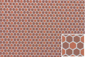 Tile: Hexagons, 11" X 15 1/2", Dark Terra Cotta/Terra Cotta