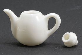 Porcelain Teapot, White (Pot Size: 1-3/8" W x 7/8" H x 3/4" D)