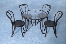 Table and Chair Set Black Metal
