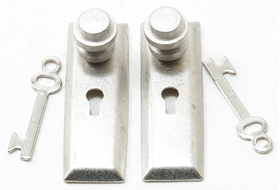 Door Knob with Key Plate 2/Pk, Satin Nickel, Brass (Knob Size: 3/4" x 1/4", Key Size: 1/2")