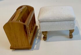 Magazine Rack Teak and Cream Foot Stool (Stool: 47 x 37 x 37Hmm)