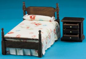 Single Bed & Night Stand, Walnut