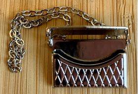 Handbag with Chain Handle Silver, Bag Opens (20 x 16 x 3mm)