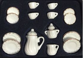 Tea set 17pc, White with Gold Trim