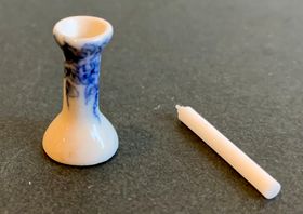 Candle Holder Blue with White Candle (Holder: 18Hmm, Candle: 20Lmm)