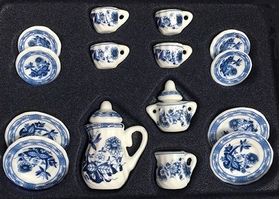 Tea set 17pc, Blue Design