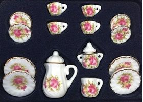 Tea set 17pc, Pink Roses