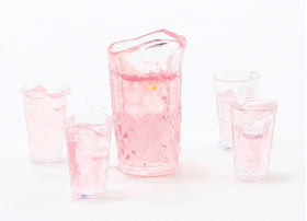 Pink Lemonade Set, Pitcher and 4 Glasses