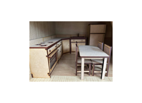 Kitchen Bench, Corner, Oven, Sink and Fridge Kits Set for B624 Small Dolls House