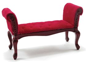 Settee / Sofa Mahogany with Red Velour Fabric (4 1/2" x 1 3/4" x 2 5/8")