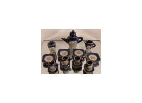 Tea set 13pc, Dark Blue with Square Plates