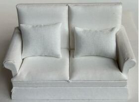 Sofa Straight Back, White Fabric (135W x 60D x 85Hmm)