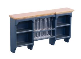 Wall Shelf with Plate Rack Blue/Pine