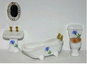 1:24 Ceramic Bathroom Set Blue 4 Piece