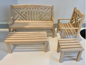 4 Piece Outdoor Setting Unpainted (Bench Seat: 123 x 50 x 88Hmm)