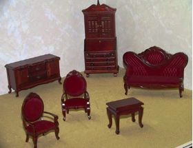 Old Oak Living Room Burgundy Set 6