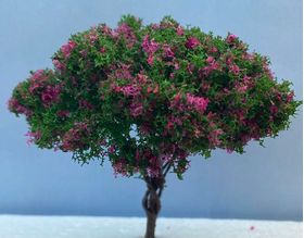 9cm Tree with Pink Flowers Light Green Wide