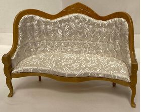 Sofa Seat, White Fabric, Oak Wood