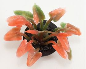 Red Plant in Brown Pot (1-1/2" W x 1-1/2" H X 1-1/2" D)