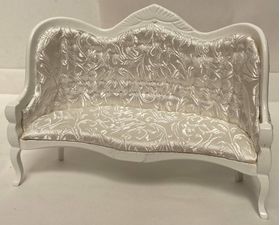 Sofa Seat, White Fabric, White Wood