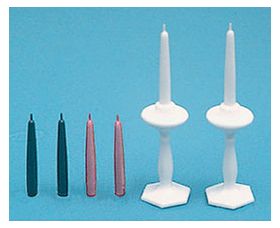 White Candlesticks (2) with Candles (Candle Stick: 21mmH)