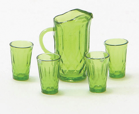 Pitcher with 4 Glasses Green (Pitcher 0.63" W x 0.75" H x 0.38" D)