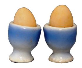Egg Cups and Eggs, set of 4