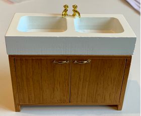 Sink Unit Teak/White (100W x 50D x 90Hmm)
