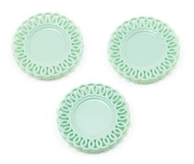 Lace Edged Plates 3pc Jadite ( 3/4" Diam)