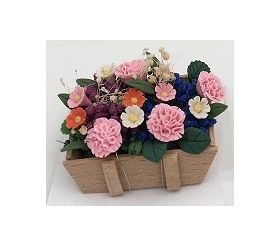 Wooden Box with Assorted Flowers (45W x 40Dmm)