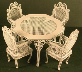 Table and Chairs Set 5 White Wire