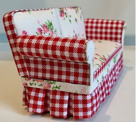 Sofa Floral Red Check (150 x 65 x 70)