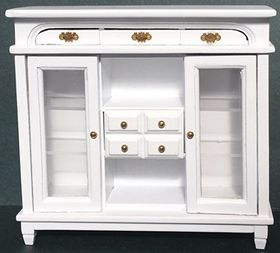 White Wooden Cabinet with Cupboards and Drawers (120W x 37D x 115Hmm)