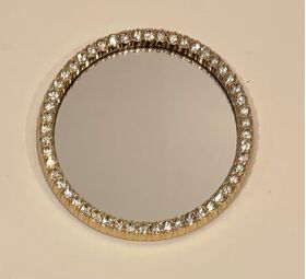 Mirror with Diamantes Round Gold (50mm Diameter)