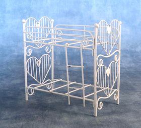 White Wire Heart Bunk Bed (155W x 160H x 80Dmm)