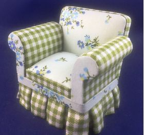 Armchair Floral Green/White (80x70x70mm)