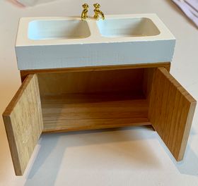Sink Unit Teak/White (100W x 50D x 90Hmm)