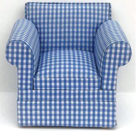 Armchair Blue/White Checked (77W x 64D x 70Hmm)