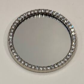 Mirror with Diamantes Round Silver (50mm Diameter)