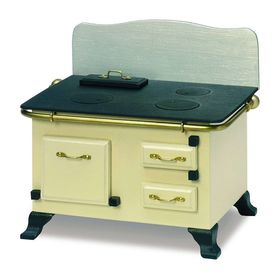 Coal-Burning Stove with Genuine Brass Rods Kit by Mini Mundus (70H x 110W x 80Dmm)