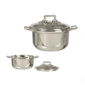 Pot with Lid Silver Colour (29 Diam x 24mmH inc Handle)