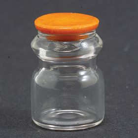 Glass Jar with Light Brown Lid (13Diam x 17Hmm)