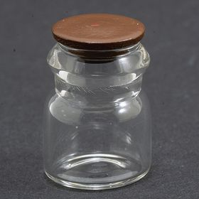 Glass Jar with Dark Walnut Brown Lid (13Diam x 17Hmm)