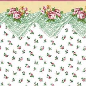 Rose Linens Green - Floral Wallpaper (267 X 413mm)