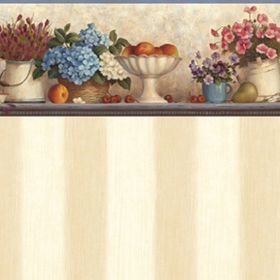 Blue Country Shelf Stripe Wallpaper (267 X 413mm)