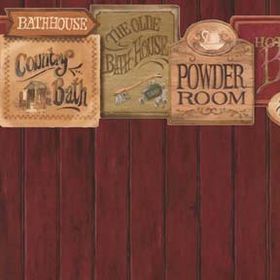Wallpaper Rustic Powder Room Red Paneling (267 X 413mm)