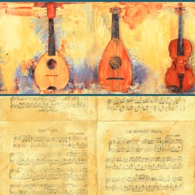 String Instruments Beige, Music Sheets Wallpaper (267 X 413mm)